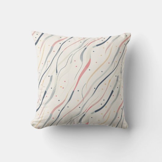 Flowing Lines and Dots Pattern クッション (正面)