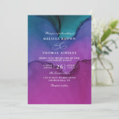 Flowing Luxury Ink Elegant Modern QR Code Wedding 招待状 (スタンド正面)