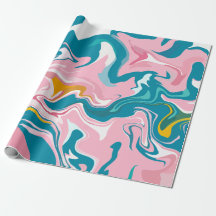Flowing Marble Design with Pink and Teal