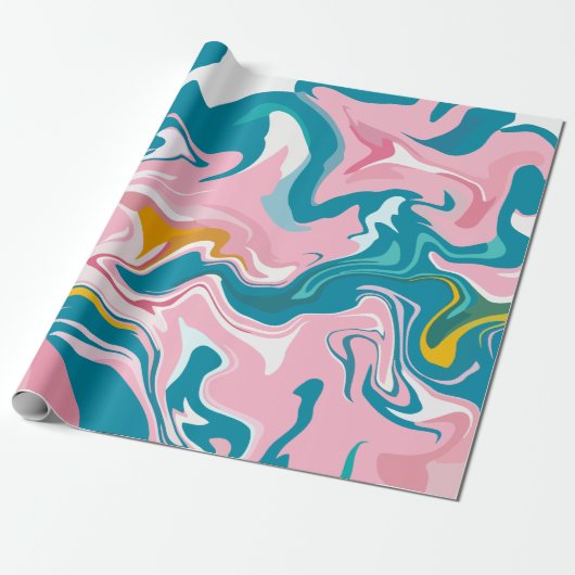 Flowing Marble Design with Pink and Teal ラッピングペーパー (アンロールド)