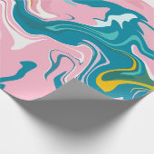 Flowing Marble Design with Pink and Teal ラッピングペーパー (角)