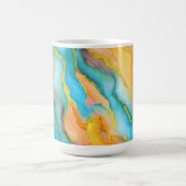 Flowing  Marble Effect  in Teal, Orange and Gold コーヒーマグカップ (中央)