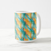 Flowing  Marble Effect  in Teal, Orange and Gold コーヒーマグカップ (正面右)