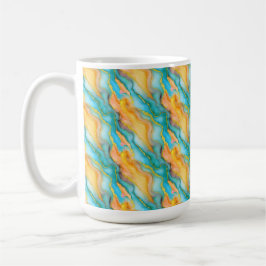 Flowing  Marble Effect  in Teal, Orange and Gold コーヒーマグカップ