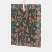  Flowing Orange Floral Pattern ガラスオーナメント (正面左)