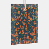  Flowing Orange Floral Pattern ガラスオーナメント (正面右)
