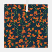  Flowing Orange Floral Pattern ガラスオーナメント (裏面)