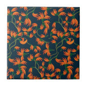 Flowing Orange Floral Pattern タイル (正面)