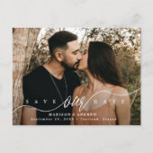 Flowing Script Photo日付の保存 案内ポストカード (正面)