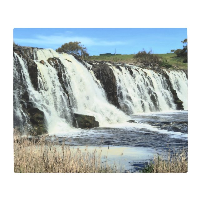 Flowing Waters of Hopkins Falls メタルプリント (正面)