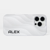 Flowing White Wave iPhoneケース iPhone 16 Proケース (裏面横)