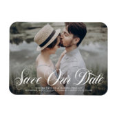 Flowishスクリプト救Our Date Overlay写真 マグネット (横)