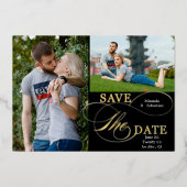 Flowish書道タイポグラフィ2写真 箔招待状 (正面)