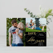 Flowish書道タイポグラフィ2写真 箔招待状 (立ち正面)