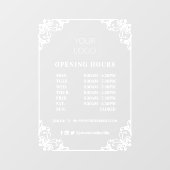 Flowish Frameカスタム Business Logo営業時間 ウィンドウサイン (シート)