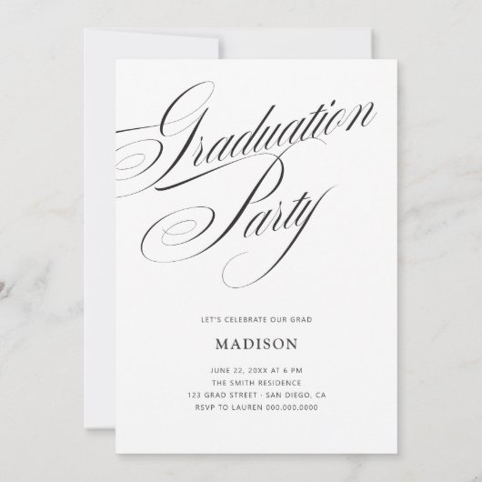 Flowy Typography Graduation Invitation 招待状 (裏面)