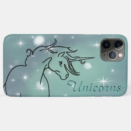 Flowy Unicorn (星付きはぼやけた緑) Case-Mate iPhoneケース (裏面(横))