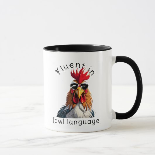 Fluent In Fowl Language Rooster Mug - Punny Gift マグカップ (右)