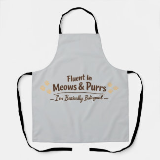 Fluent in Meows & Purrs Funny Cat Lover Gift エプロン