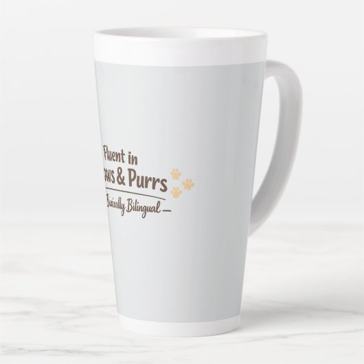 Fluent in Meows & Purrs Funny Cat Lover Gift カフェラテマグ (右アングル)