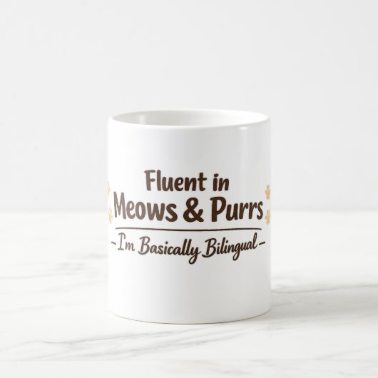 Fluent in Meows & Purrs Funny Cat Lover Gift コーヒーマグカップ (中央)