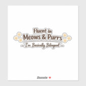 Fluent in Meows & Purrs Funny Cat Lover Gift シール (シート)