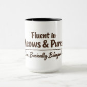 Fluent in Meows & Purrs Funny Cat Lover Gift マグカップ (中央)
