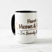 Fluent in Meows & Purrs Funny Cat Lover Gift マグカップ (正面左)