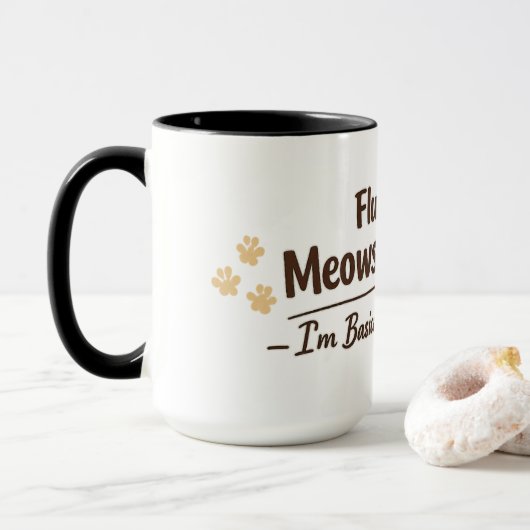 Fluent in Meows & Purrs Funny Cat Lover Gift マグカップ (ドーナツ付き)