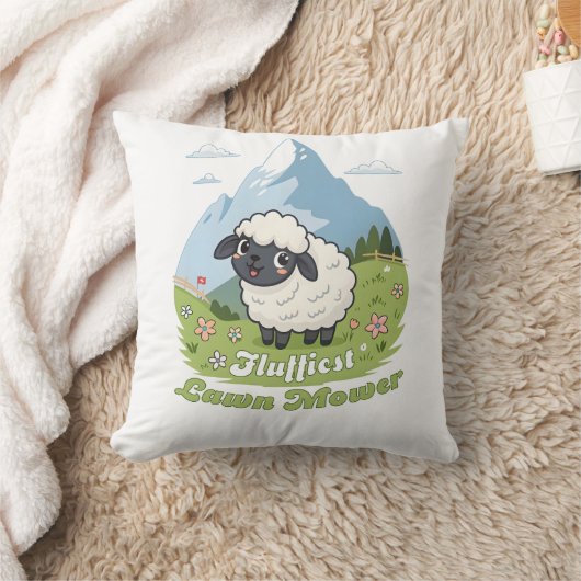 Fluffiest Lawn Mower – Adorable Blacknose Sheep クッション (ブランケット)