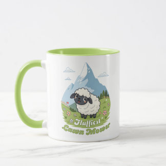 Fluffiest Lawn Mower – Adorable Blacknose Sheep マグカップ