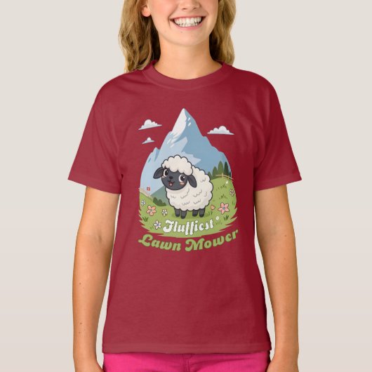 Fluffiest Lawn Mower – Adorable Blacknose Sheep Tシャツ (正面)