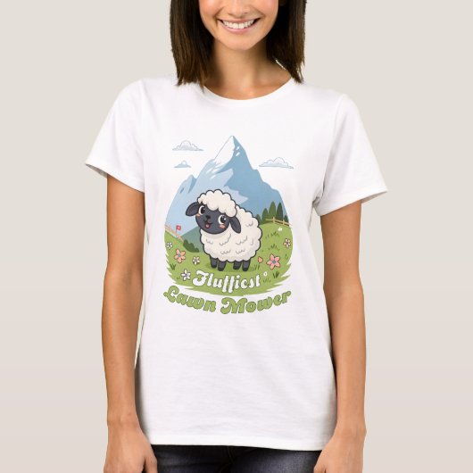 Fluffiest Lawn Mower – Adorable Blacknose Sheep Tシャツ (正面)
