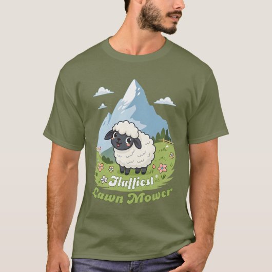 Fluffiest Lawn Mower – Adorable Blacknose Sheep Tシャツ (正面)