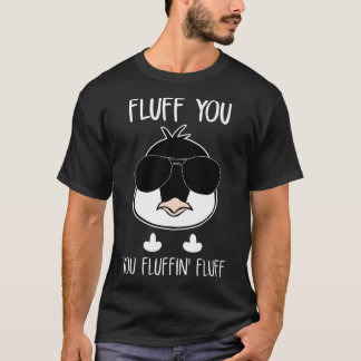 fluffinの綿毛の鶏のTシャツ膨らませて下さい Tシャツ
