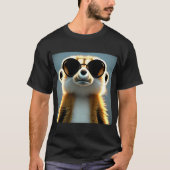 Fluffy 3d meerkat wearing sunglasses tシャツ (正面)