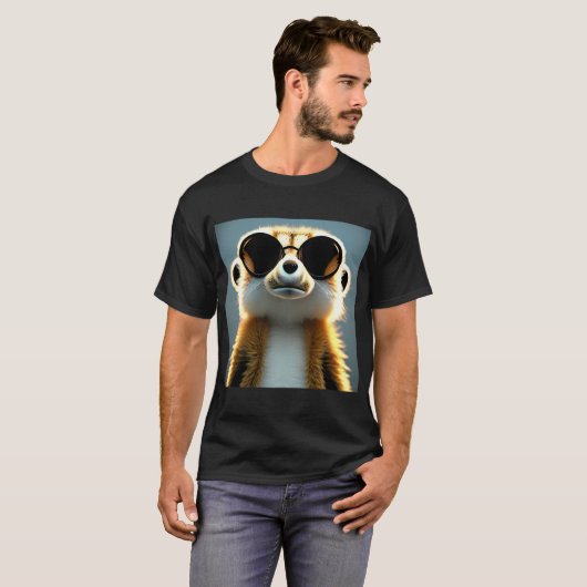 Fluffy 3d meerkat wearing sunglasses tシャツ (正面フル)