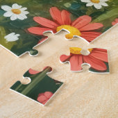 Fluffy Alpaca Couple With Red Bows Art ジグソーパズル (側面)