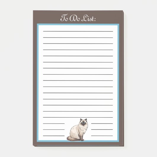 Fluffy Balinese Cat To Do List ポストイット (正面)