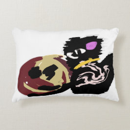 Fluffy Black Cat Jack o Lantern fun  アクセントクッション