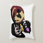 Fluffy Black Cat Jack o Lantern fun  アクセントクッション (正面(垂直))