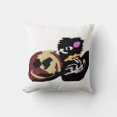 Fluffy Black Cat Jack o Lantern fun  クッション (正面)