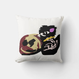 Fluffy Black Cat Jack o Lantern fun  クッション