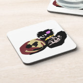 Fluffy Black Cat Jack o Lantern fun  コースター (左側)