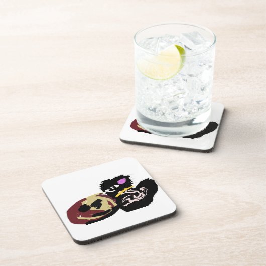 Fluffy Black Cat Jack o Lantern fun  コースター (右側)