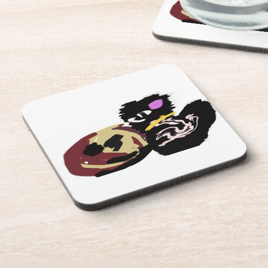 Fluffy Black Cat Jack o Lantern fun  コースター (左側)