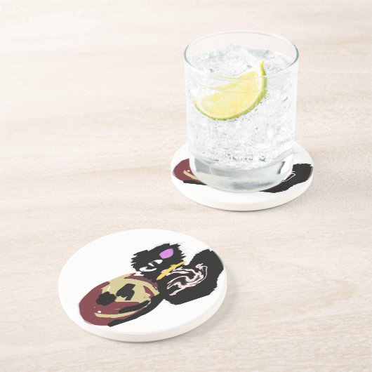 Fluffy Black Cat Jack o Lantern fun  コースター (側面)