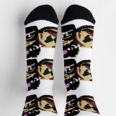 Fluffy Black Cat Jack o Lantern fun  ソックス (上部)