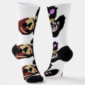 Fluffy Black Cat Jack o Lantern fun  ソックス (傾斜あり)