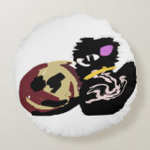 Fluffy Black Cat Jack o Lantern fun  ラウンドクッション (裏面)